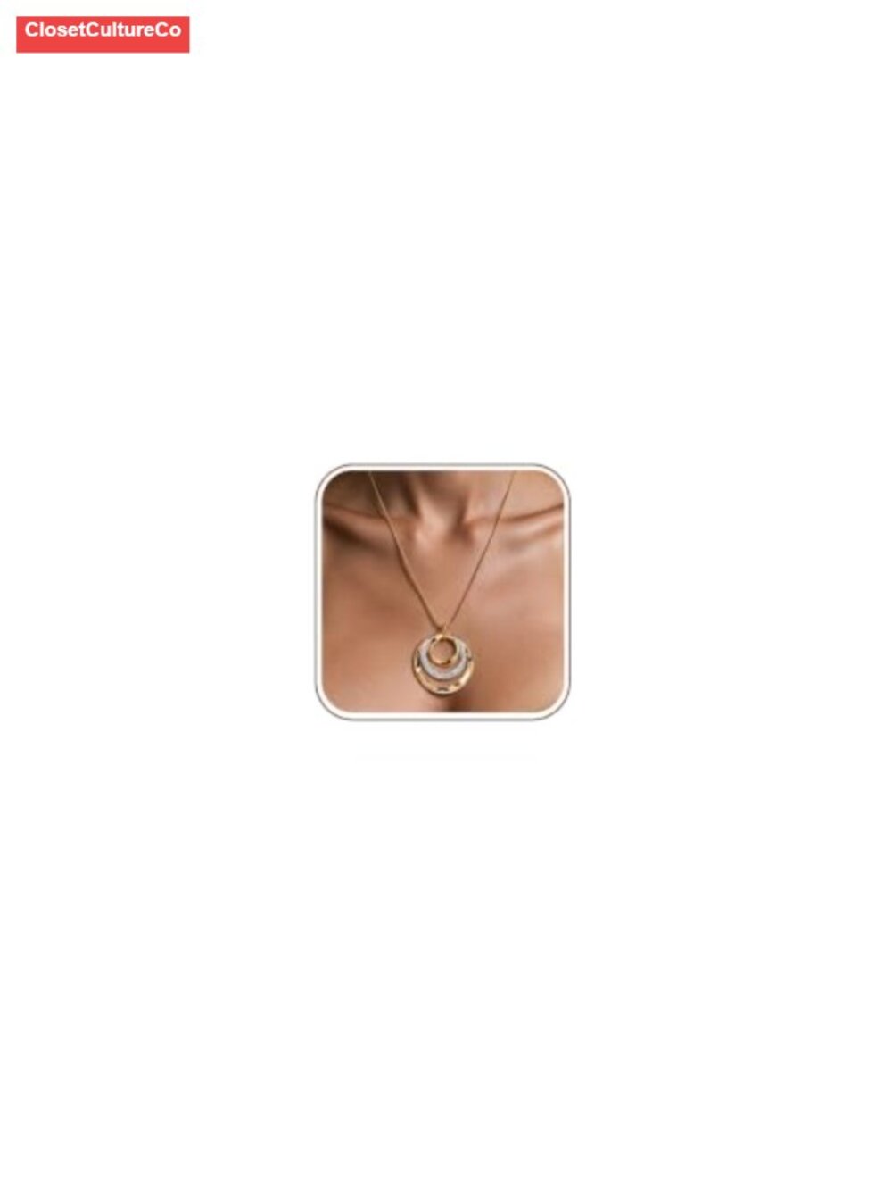 Gold Plated Silver Circle Pendant Necklace Adjustable Boho